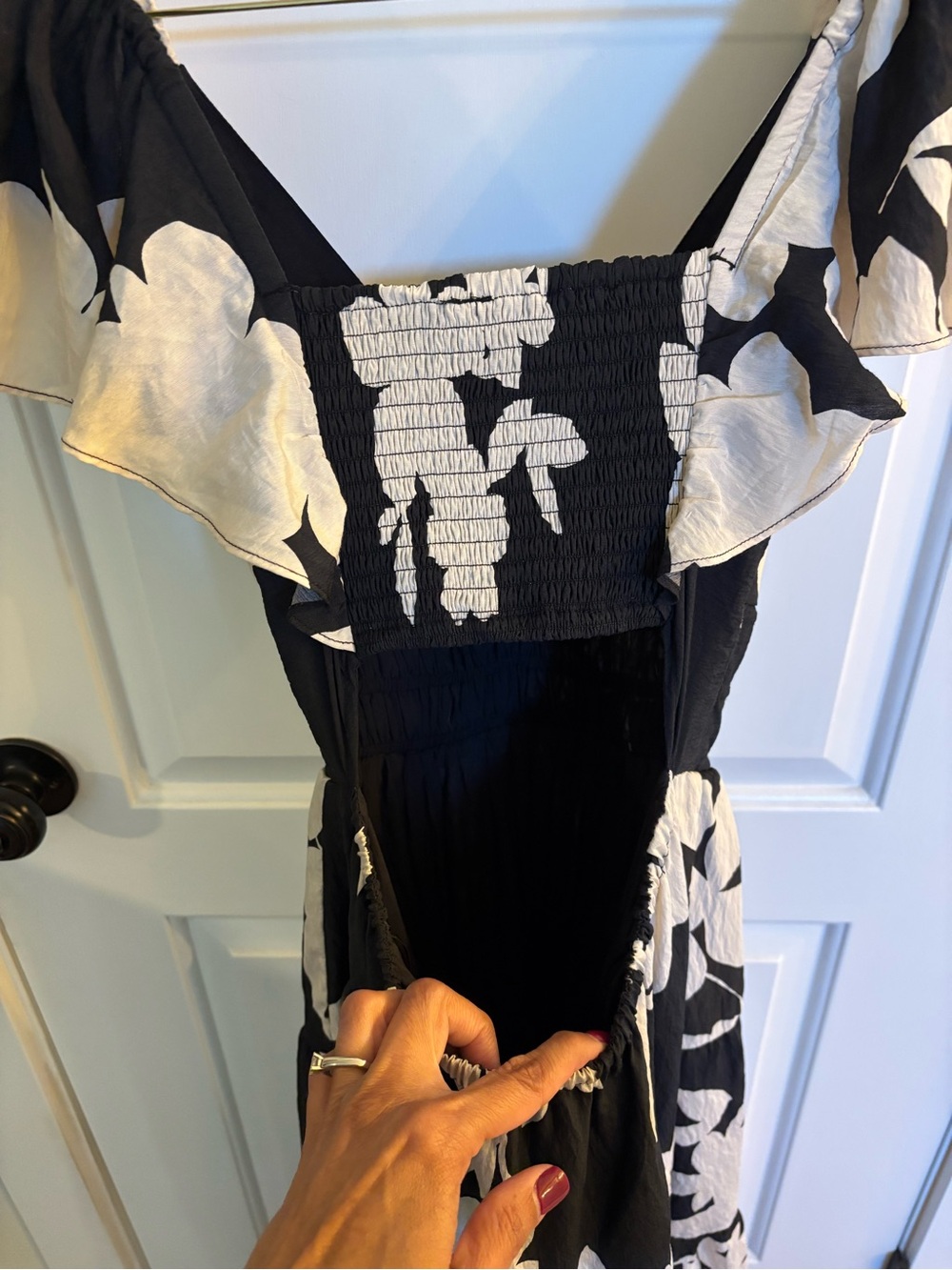 Anthropologie Black and White Floral Tiered Maxi Dress - Picture 5 of 12